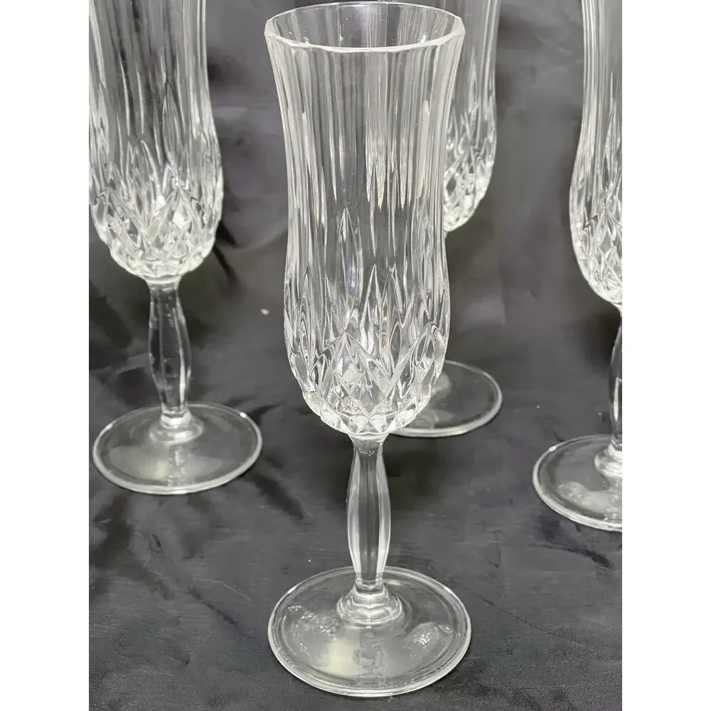 RCR Royal Crystal Rock Fluted Champagne Glasses Aurea Italy Set Of 4 8.5